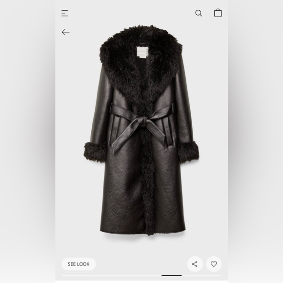 Stradivarius Black Teddy Jacket with Faux Fur Trim - Picture 4 of 7
